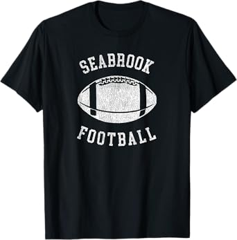 Seabrook Football Distressed Vintage 80's Throwback Classic T-Shirt