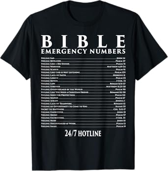 Bible Emergency Hotline Numbers - Cool Christian T-Shirt