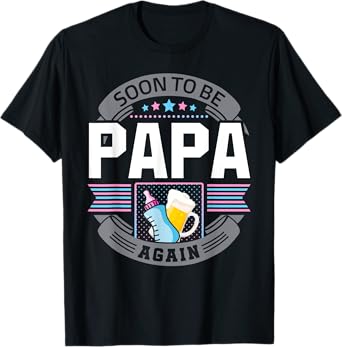 Papa Again Second Time Grandpa Funny Beer Drinking Lover T-Shirt