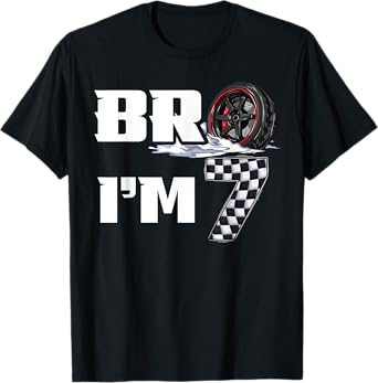 7th Birthday Boy pit crew Bro Iโm 7 Year Old race car racing T-Shirt