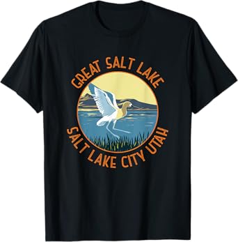 Great Salt Lake American Avocet Retro Distressed Circle T-Shirt
