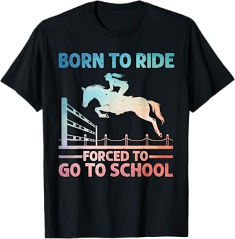 Horse Racing Art For Kids Boys Girls Horse Lover Equestrian T-Shirt