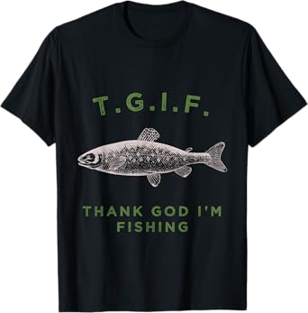 Funny TGIF Thank God I'm Fishing graphic T-Shirt