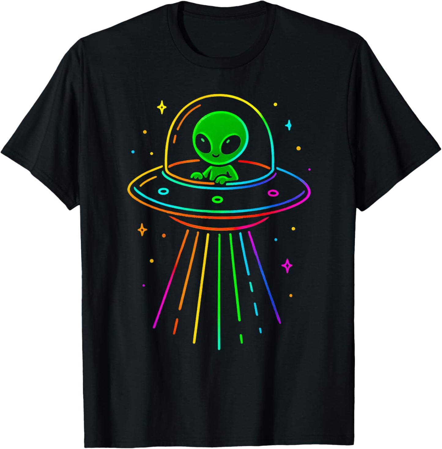 Alien UFO Colorful Lights For Alien Lovers T-Shirt