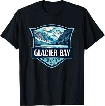 Glacier Bay National Park Illustration Travel Retro Badge T-Shirt