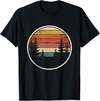 Retro Forest Trees Vintage Nature Women Men Graphic Outdoors T-Shirt