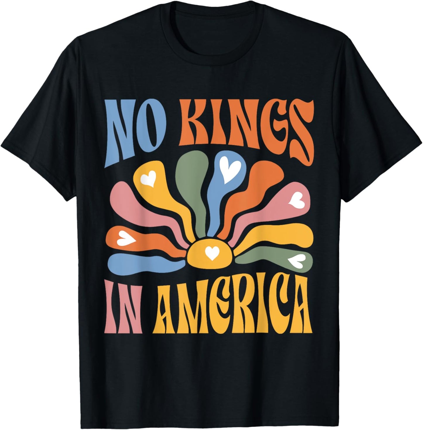 Vintage No Kings In America Boho Floral Quote Women T-Shirt
