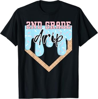 First Day of Second 2nd Grade Baseball Ice Cream Drip Boy T-Shirt