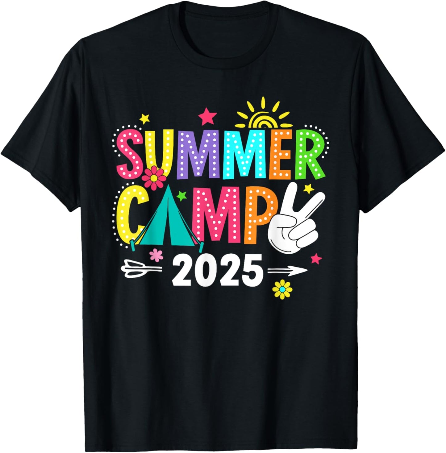 Summer Camp 2025 Camping Campfire Summer Vacation Family T-Shirt
