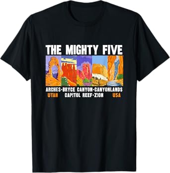 Mighty Five Utah National Parks Distressed Vintage T-Shirt