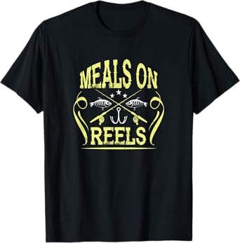 Meals On Reels Funny Fishing Vintage T-Shirt