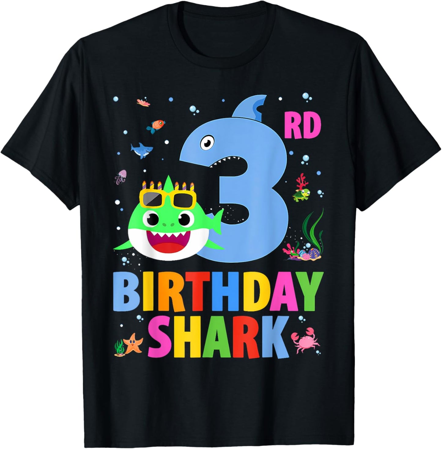 Funny 3rd Birthday Shark 3 Year Old Birthday Boy Girl Party T-Shirt