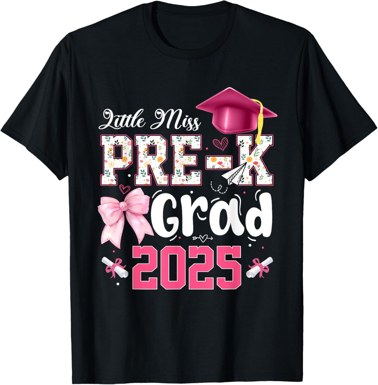 Cute Little Miss PreK Graduation Graduate Coquette Bow Kids T-Shirt