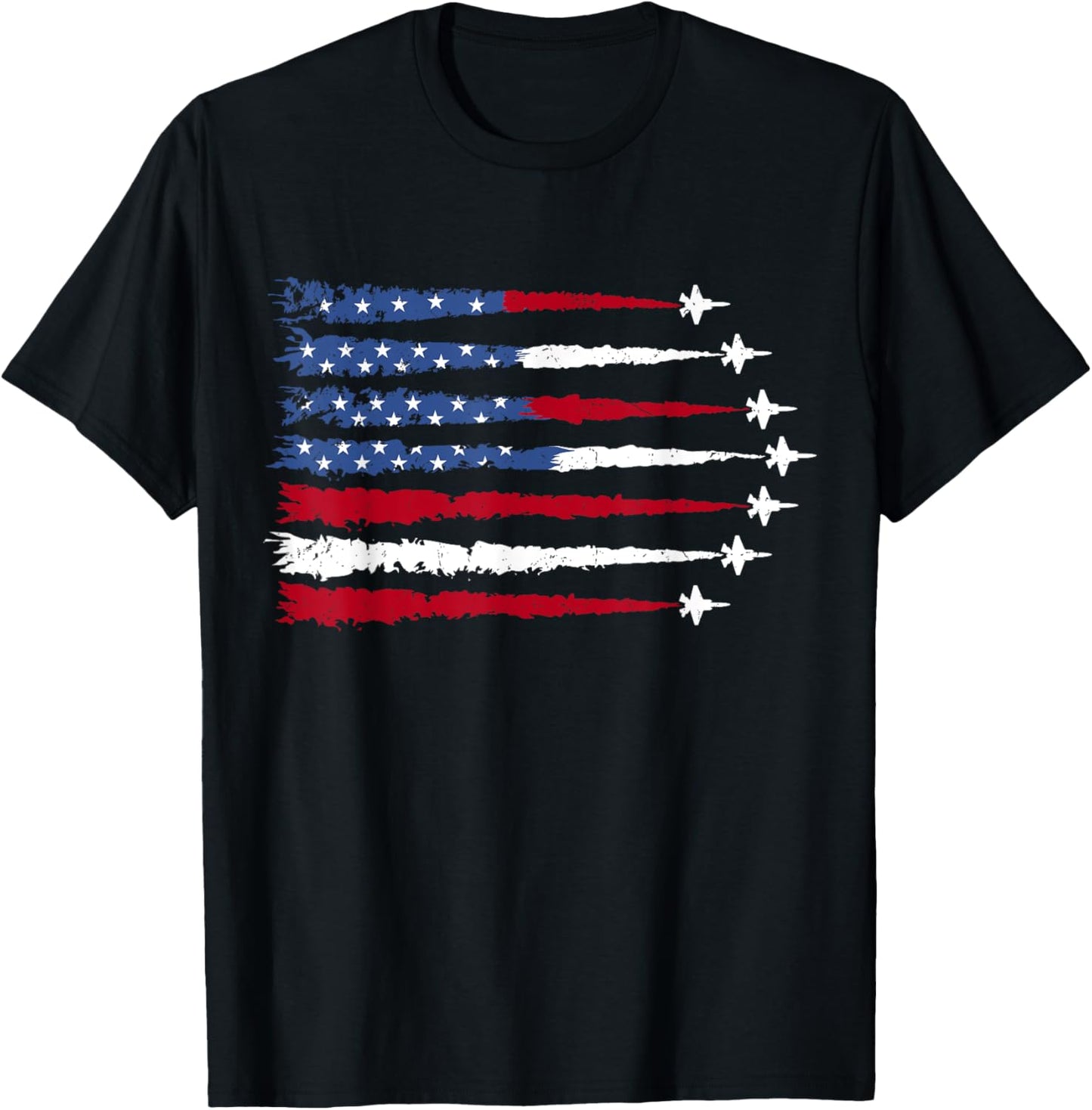 Patriotic Red White Blue Usa Flag Fighter Jets 4th Of July T-shirt