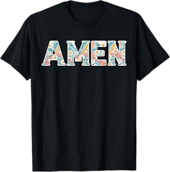 Amen Retro Daisy Flower Jesus Religious Faith Christian T-Shirt