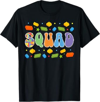 Squad Building Bricks Block Master Builder Matching T-Shirt