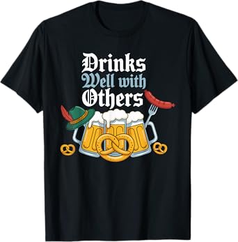 Drinks Well with Others Oktoberfest Beer Pretzel T-Shirt