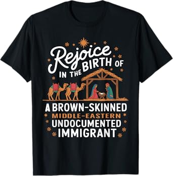 Rejoice In The Birth Of A Brown Skinned Christmas Christian T-Shirt