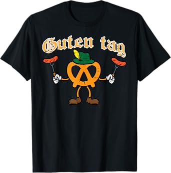 Oktoberfest Guten Tag Pretzel Sausages German Kids Men Women T-Shirt