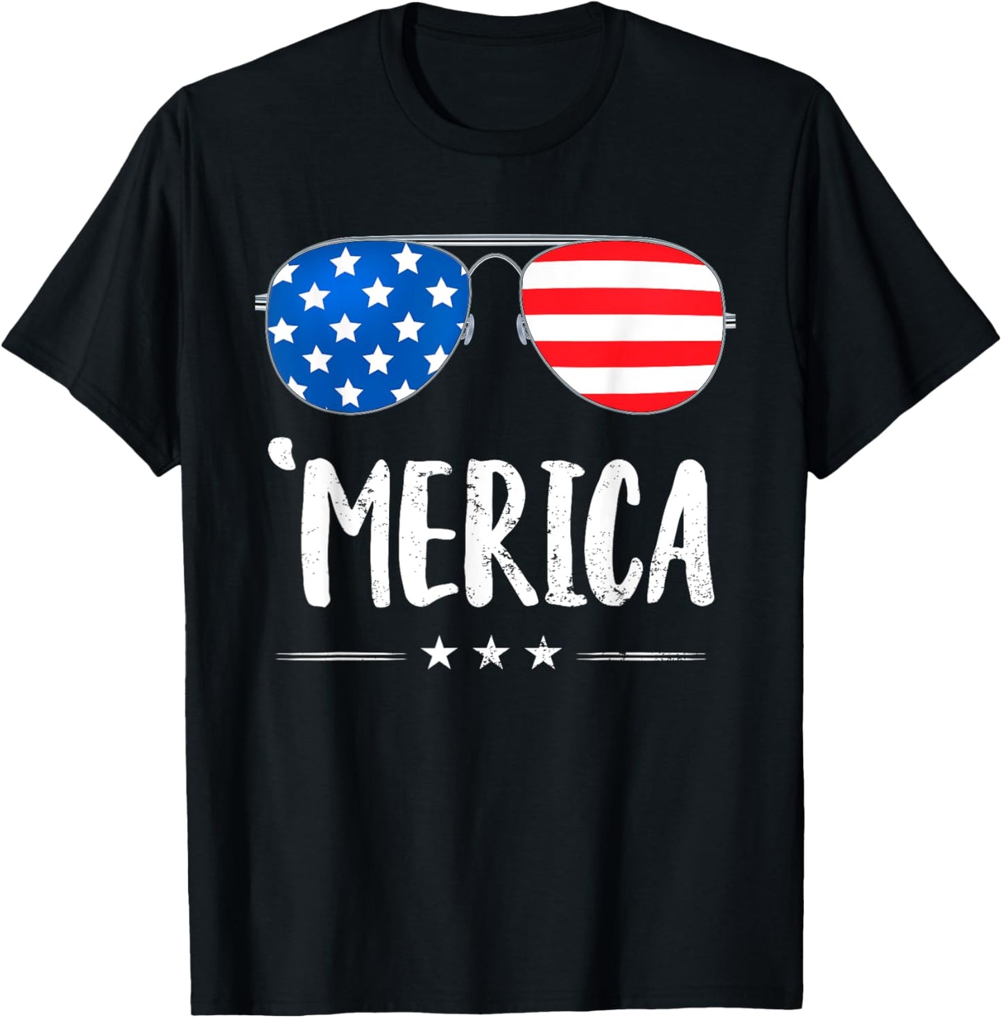 Merica Sunglasses 4th of July Boys Girls USA Flag Patriotic T-Shirt