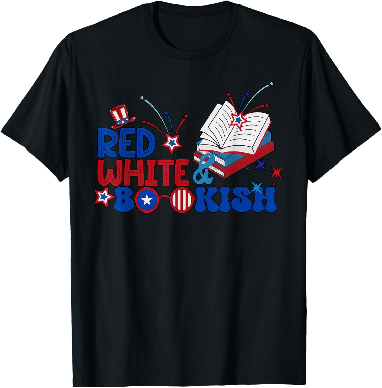 Red White & Bookish USA Flag Reader Patriotic 4th Of July T-Shirt