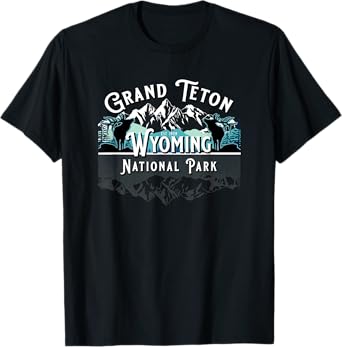 Vintage Grand Teton National Park Wyoming USA Ek Mountains T-Shirt