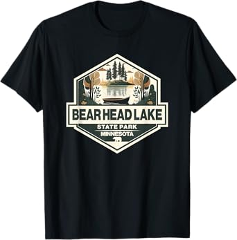 Bear Head Lake State Park Minnesota Travel Art Badge T-Shirt