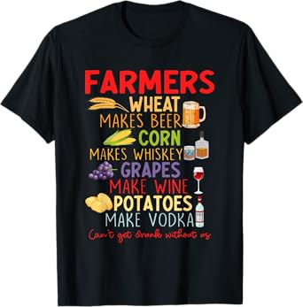 Farmers Wheat Make Beer Corn Makes Whiskey Grapes Quote T-Shirt
