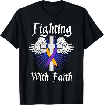 Fighting Faith Bladder Cancer Purple Blue And Yellow Dysuria T-Shirt