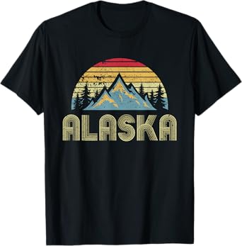 Alaska Tee - Retro Vintage Mountains Nature Hiking T Shirt T-Shirt