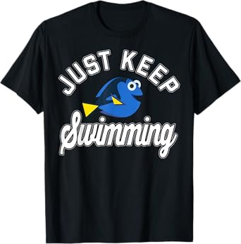 Disney Pixar Finding Dory Just Keep Swimming Collegiate Logo T-Shirt