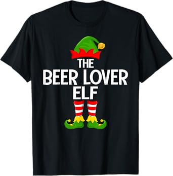 Beer Lover Elf Xmas Matching Family Elf Squad Christmas T-Shirt