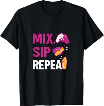Mix Sip Repeat Cocktail Shaker Bar Humor Graphic T-Shirt