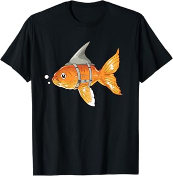 Funny Goldfish with Shark Fin Strapped - Aquarium Koi Carb T-Shirt