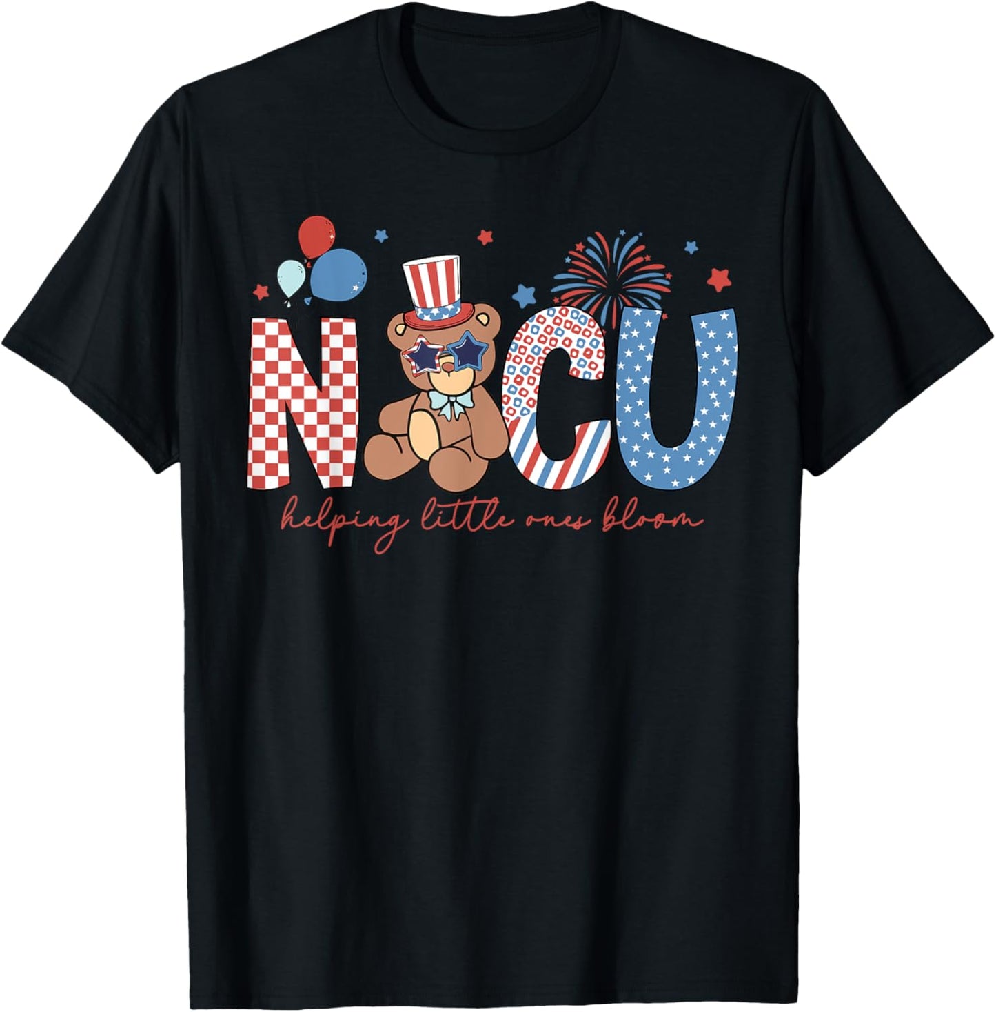 NICU Nurse Firework Milk Bottle Patriotic 4th July USA T-Shirt