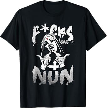 F-cks I Give Nun Dark Humor Gothic Design Tee T-Shirt