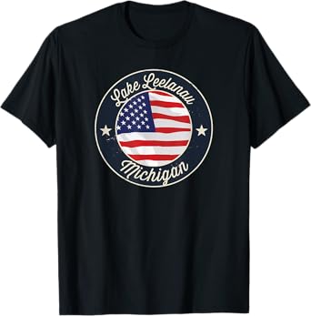 Lake Leelanau - Patriotic Michigan Souvenir T-Shirt for Women Kids Men
