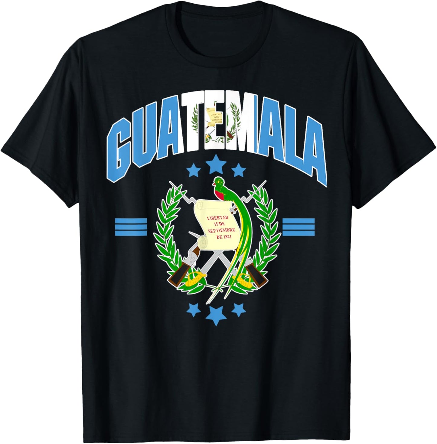 Love Guatemala With Guatemala Flag Quetzal Bird Emblem T-Shirt