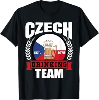 Czech Drinking Team Funny Republic Flag Beer Party Gift Idea T-Shirt