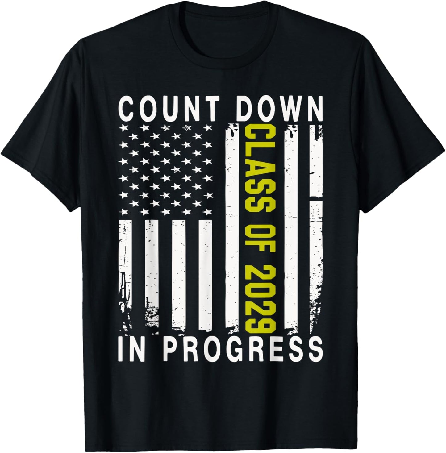 Class Of 2029 Count Down 8th Grade Graduation American Flag T-Shirt