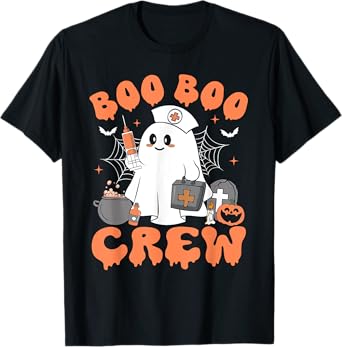 Boo Boo Crew Nurse Shirt Women Cute Ghost Halloween Nursing T-Shirt