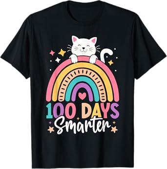 100 Days Of School Kids Kitten Cat 100th Day Of School Girls T-Shirt