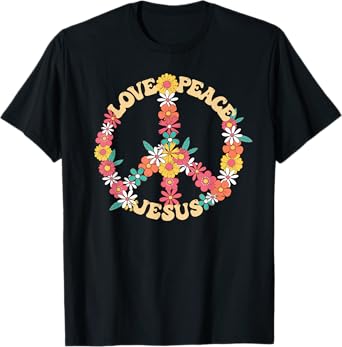 Love peace Jesus christian fun 60s 70s Costume Groovy Hippie T-Shirt