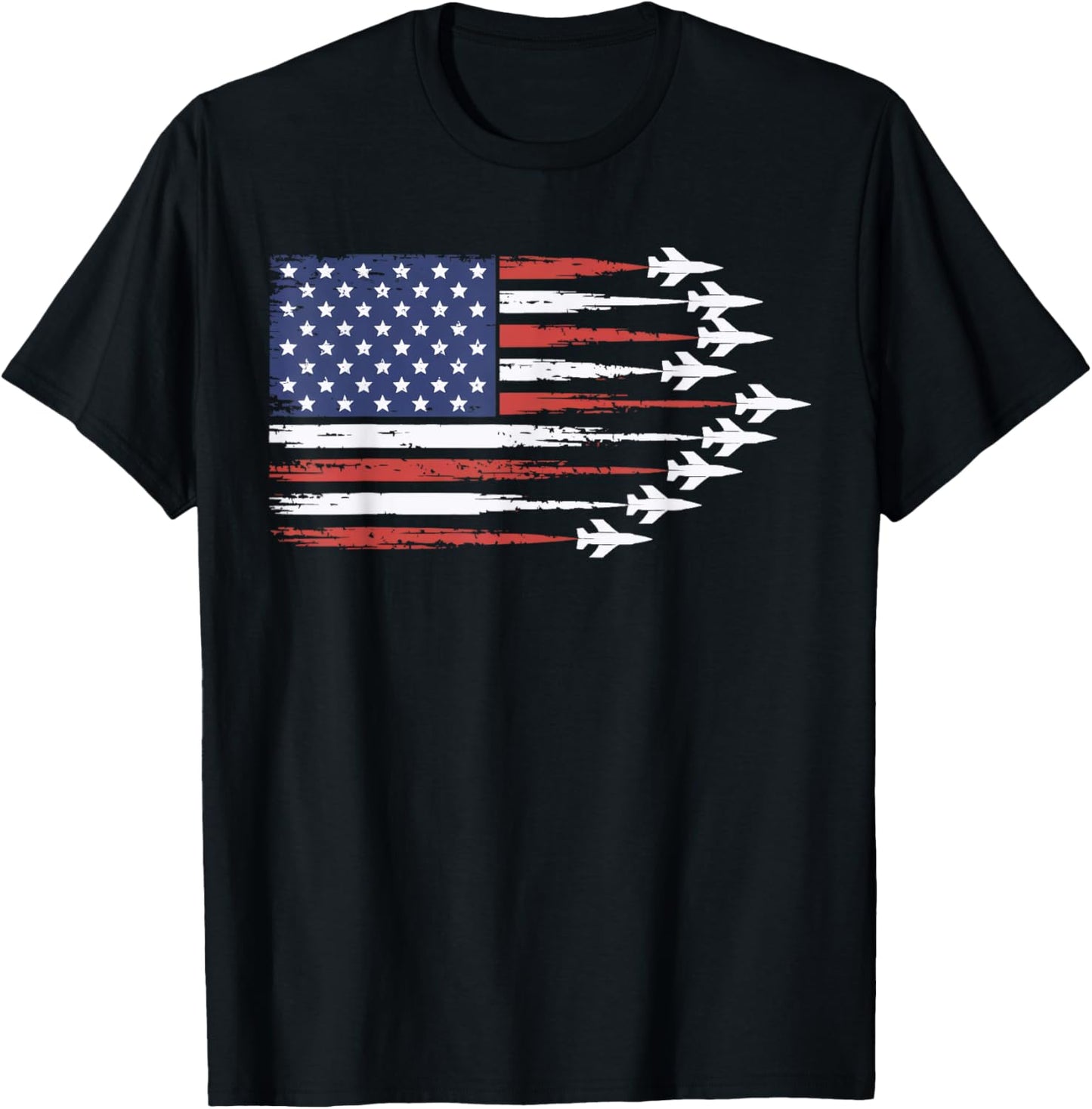 4th Of July Patriotic American Flag And Fighter Jets T-shirt