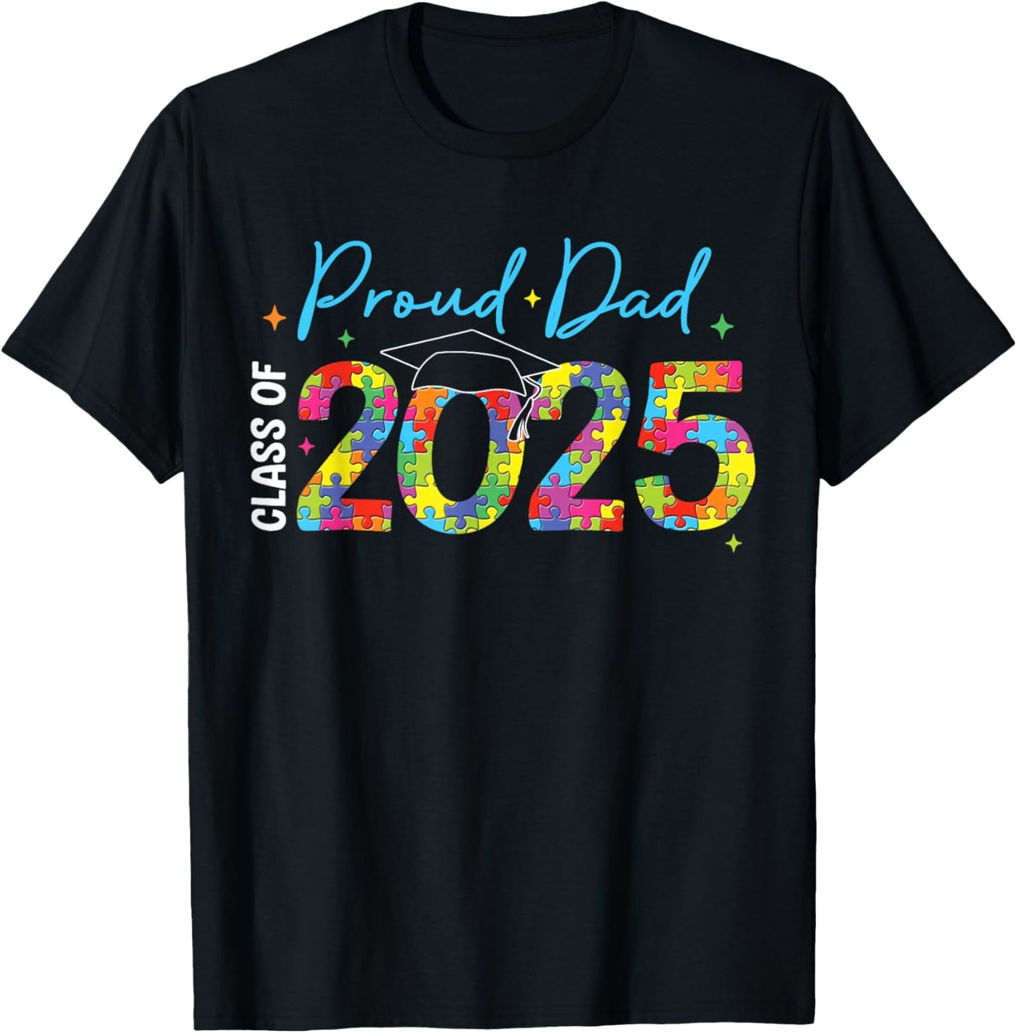Proud Dad 2025 Puzzle Class School Graduation Senior Degree T-Shirt