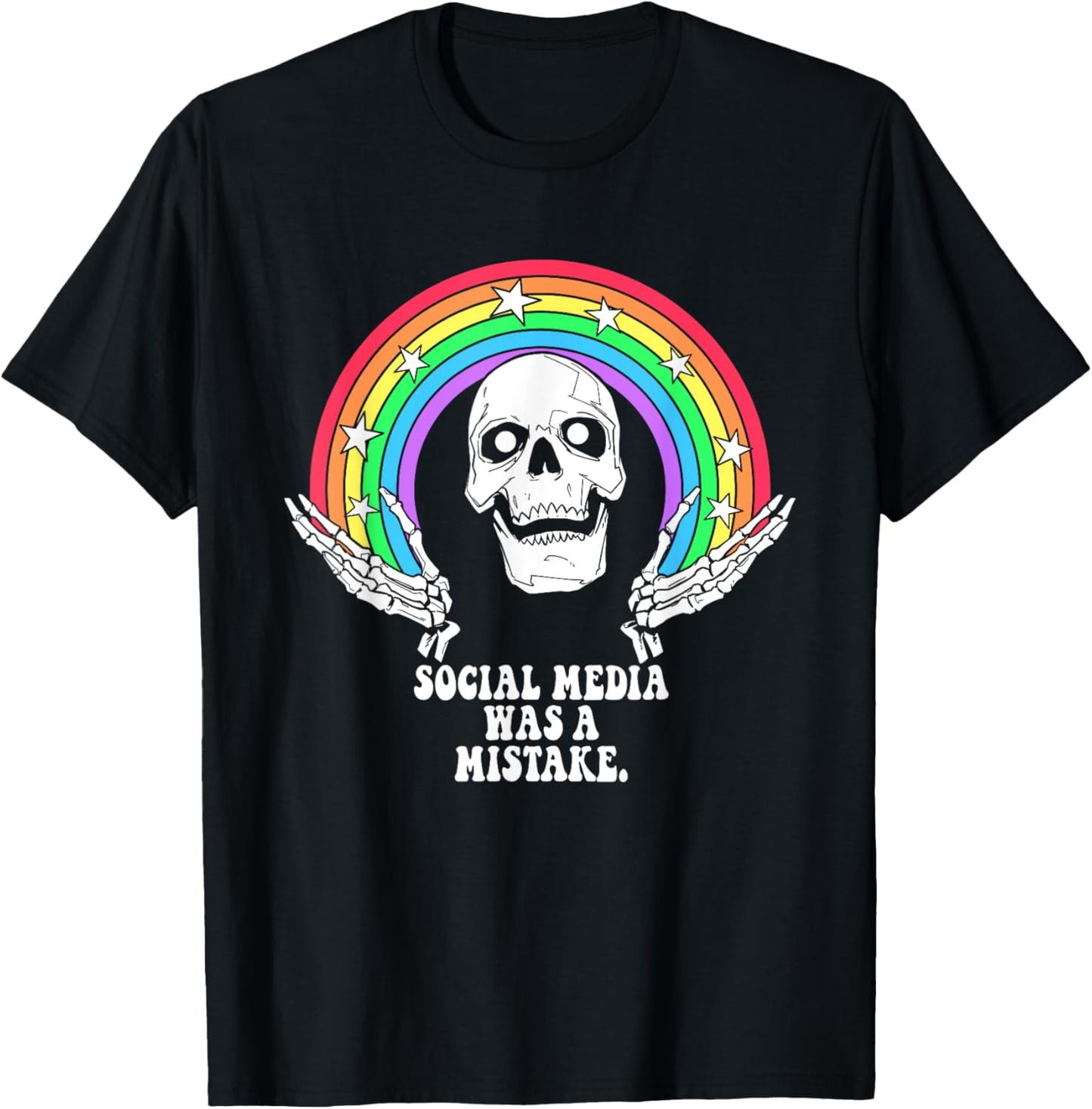 Social Media Was A Mistake Skeleton Design T-Shirt