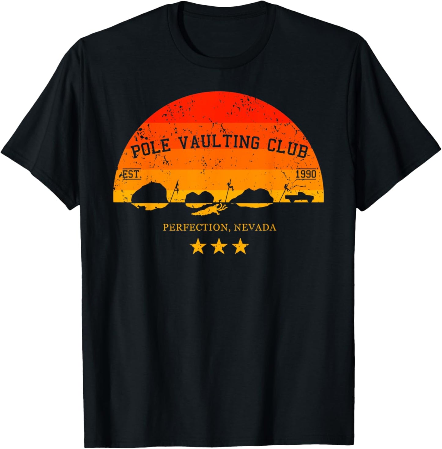 Vintage Pole Vaulting Club Perfection Nevada Retro Sunset T-Shirt