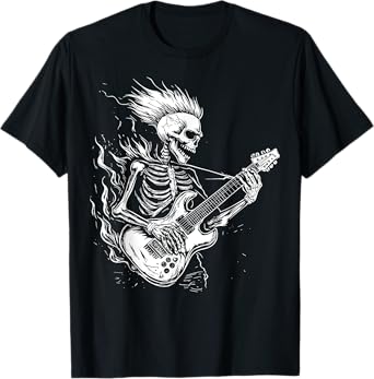 Skeleton Guitar Heavy Metal T-Shirt