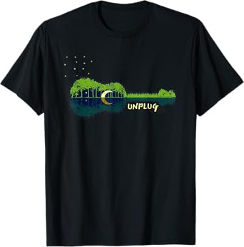 "Unplug" Acoustic Guitar Forest Outdpor Camping Apparel T-Shirt