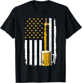 Pouring Beer American Flag Vintage 4th of July Craft Brewery T-Shirt for Women Men